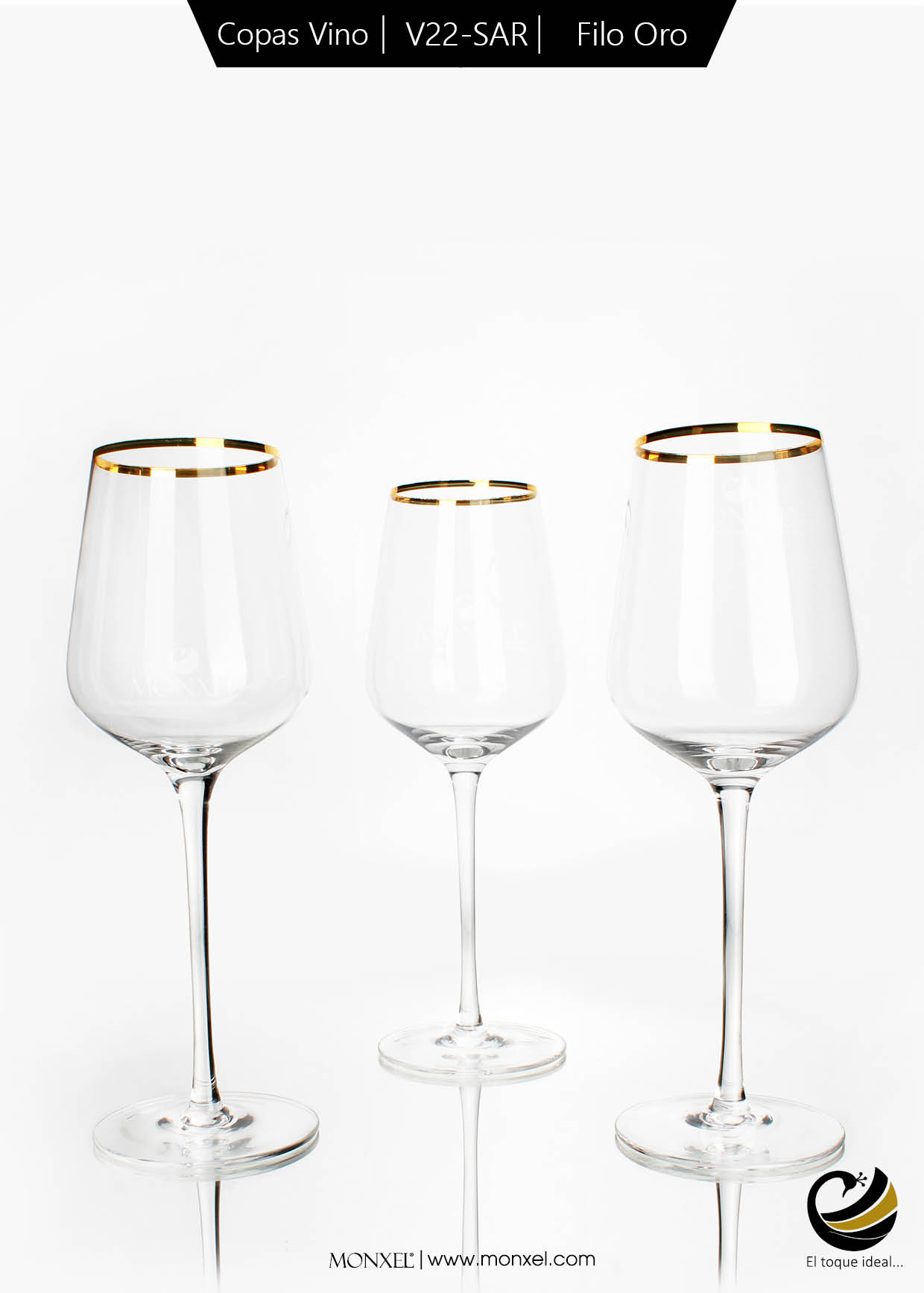 Copas Vino V22-SAR Filo Oro (Cristal)