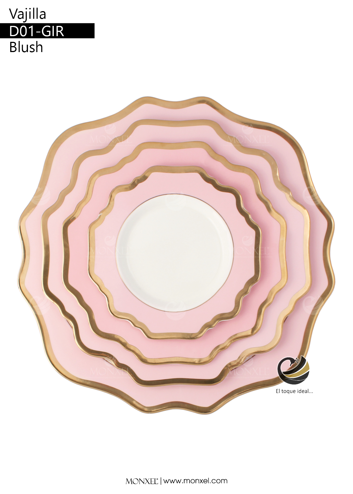 Vajilla D01-GIR Rosa Blush (Porcelana)