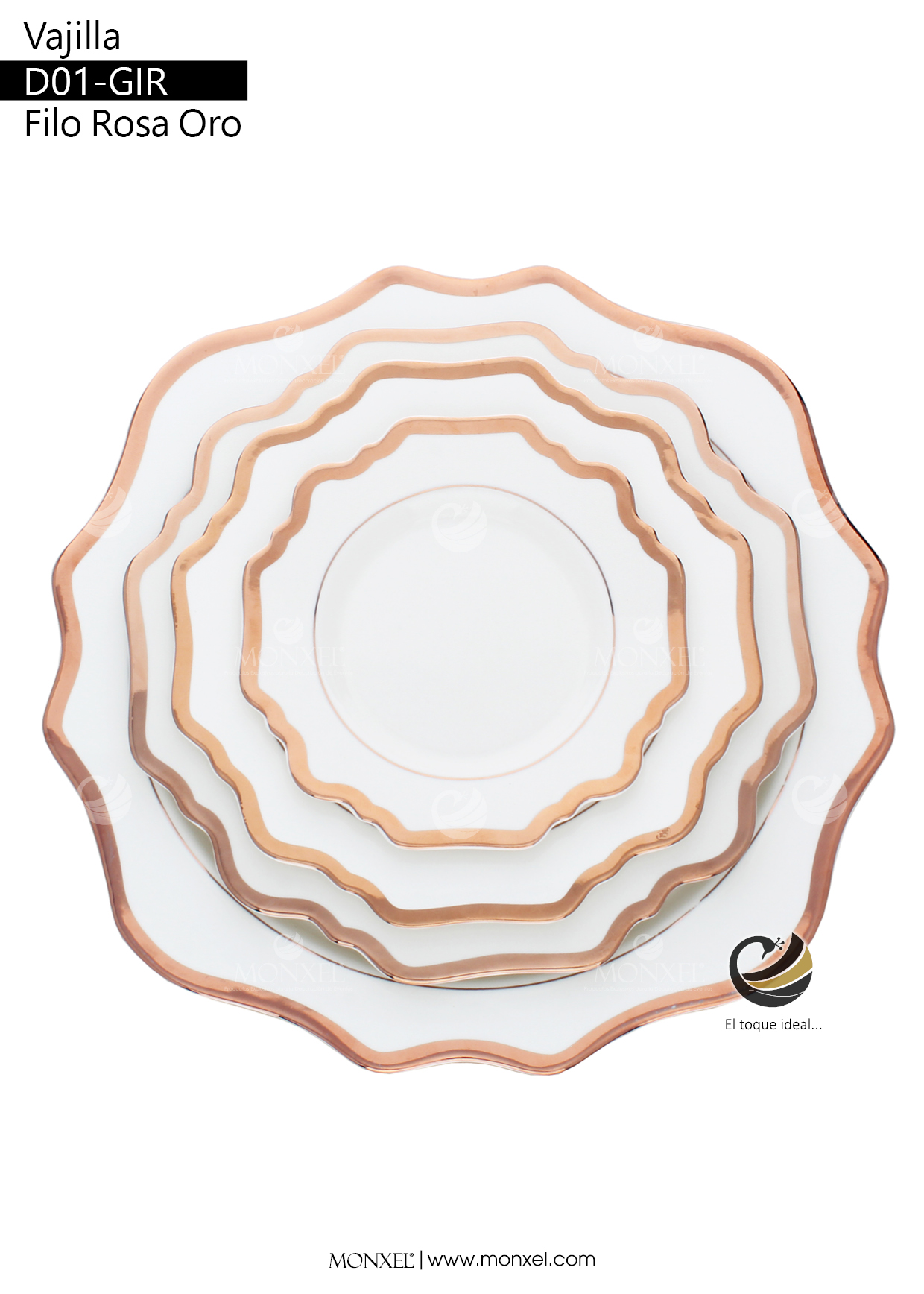 Vajilla D01-GIR Filo Rosa Oro (porcelana)