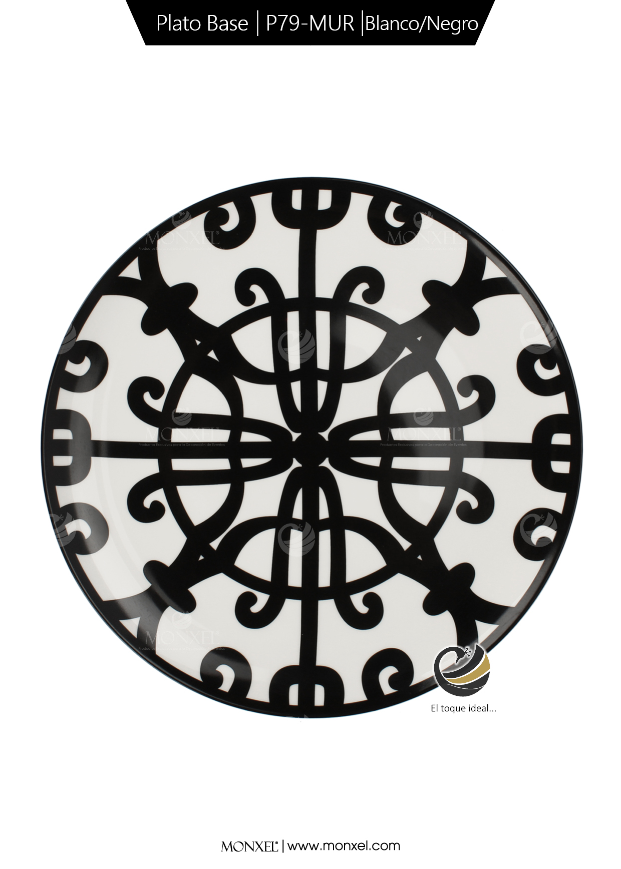 Plato Base P79-MUR Blanco/Negro 30.5 cm. (porcelana)