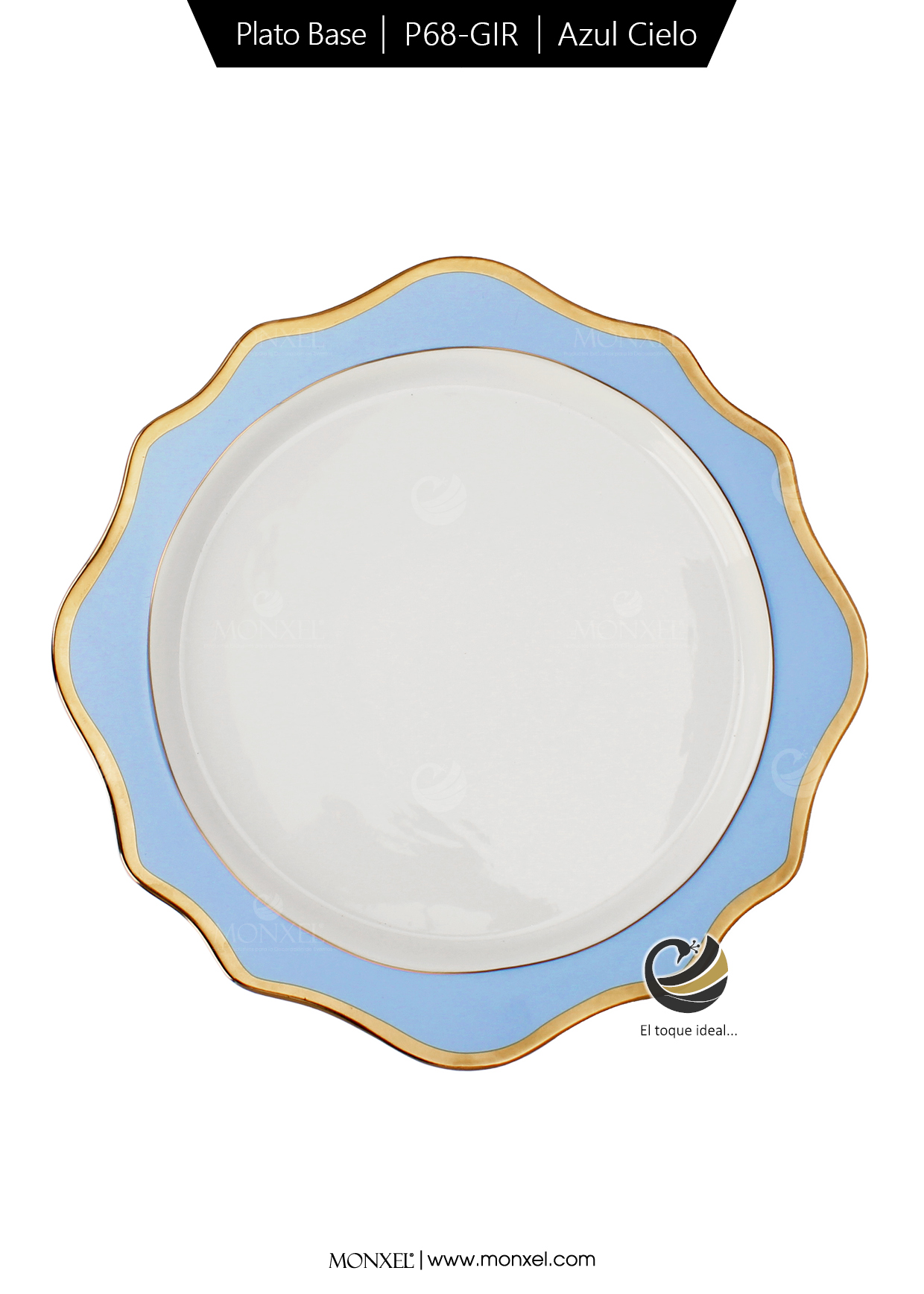 Plato Base P68-GIR Azul Cielo 34 cm. (porcelana)
