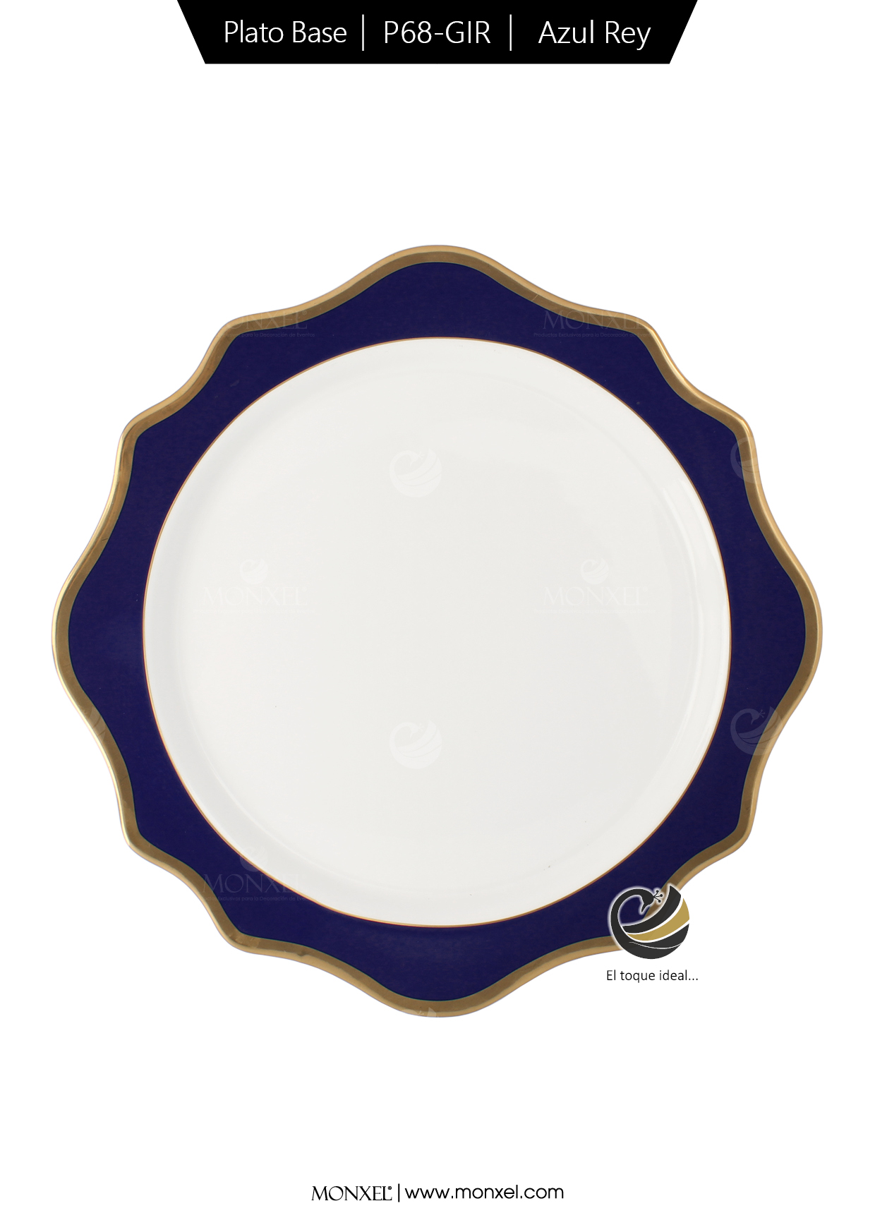 Plato Base P68-GIR Azul Rey 34 cm. (Porcelana)