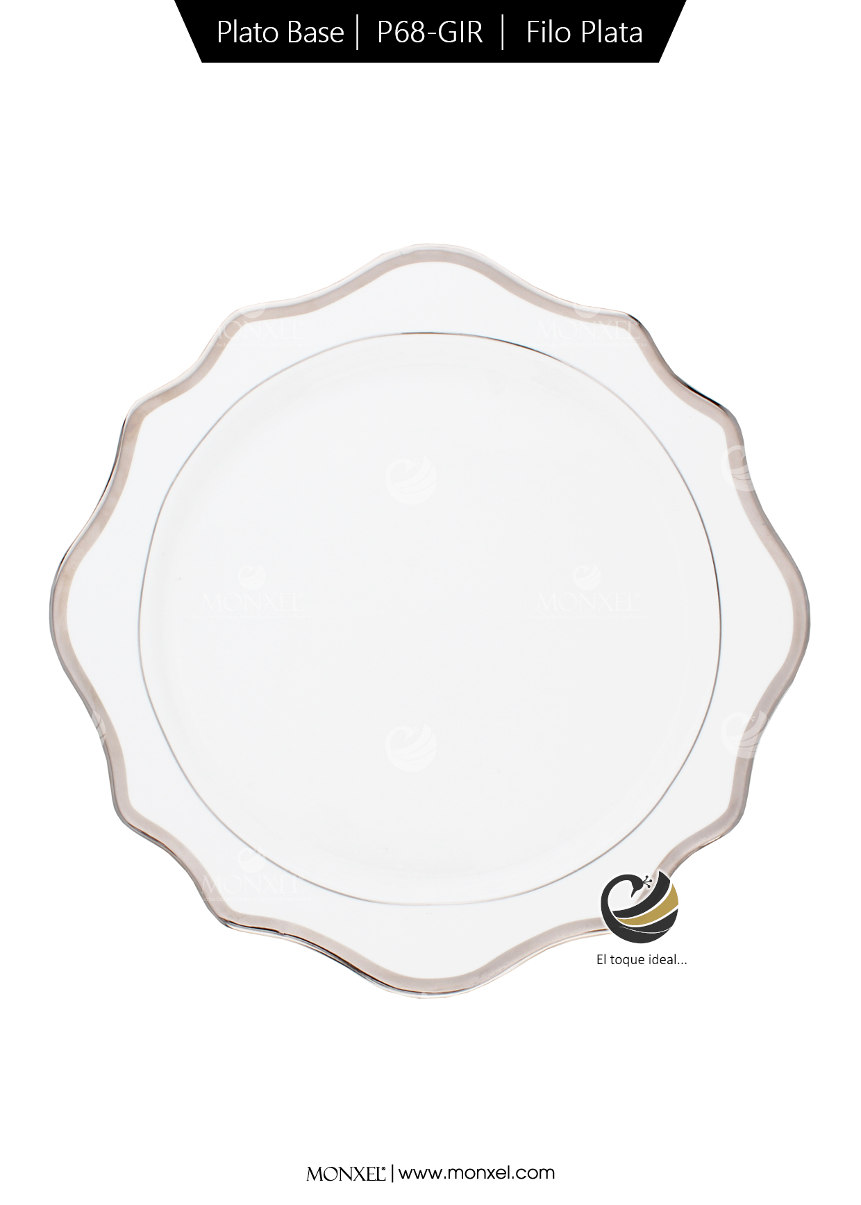 Plato Base P68-GIR Filo Plata 34 cm. (Porcelana)
