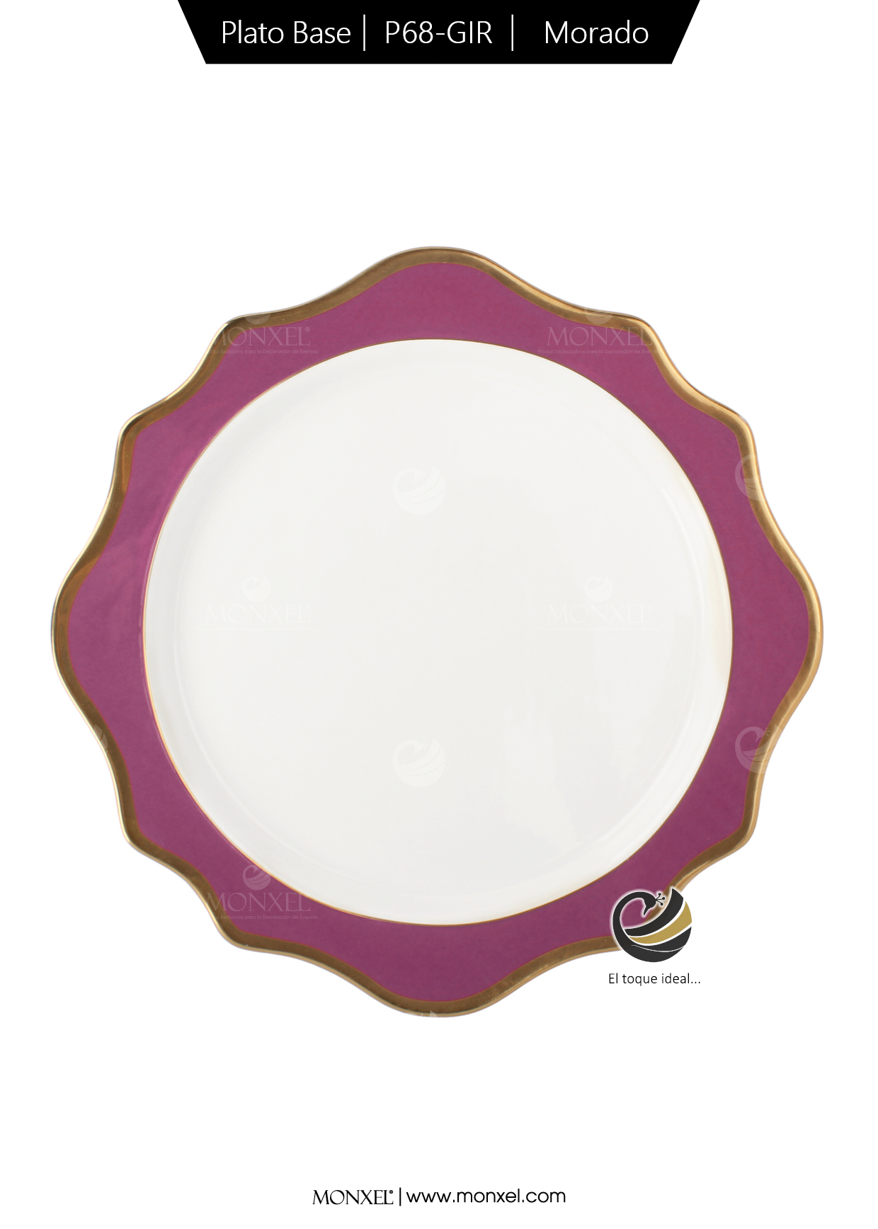 Plato Base P68-GIR Morado 34 cm. (Porcelana)