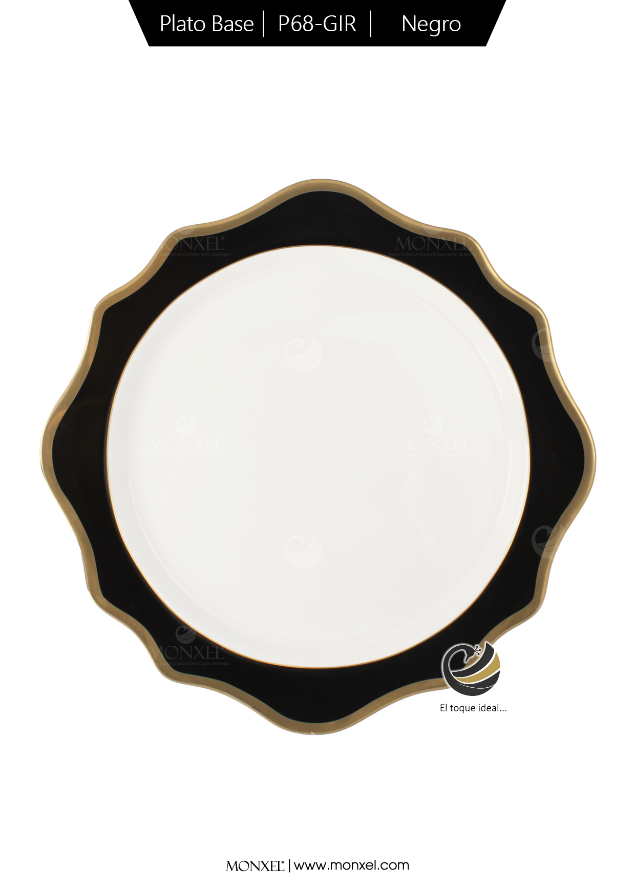 Plato Base P68-GIR Negro 34 cm. (Porcelana)