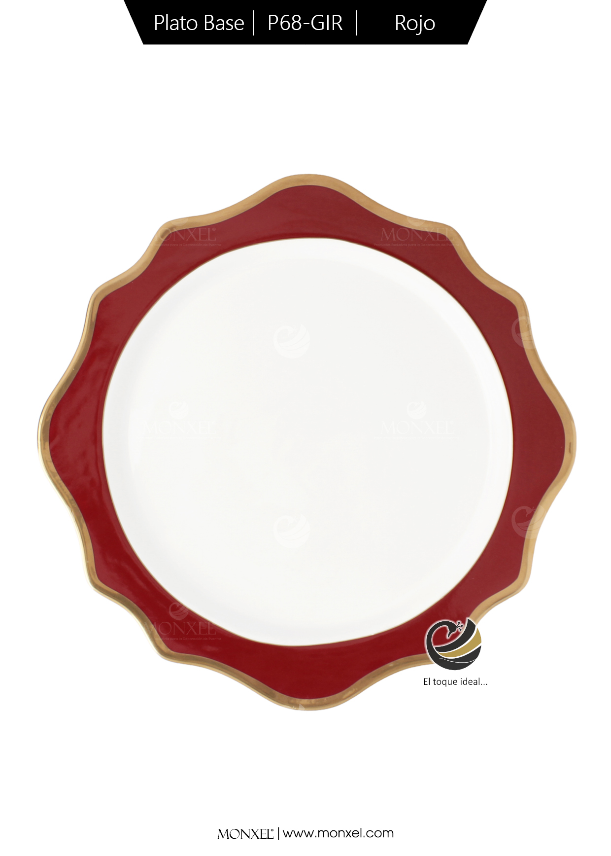 Plato Base P68-GIR Rojo 34 cm. (Porcelana)