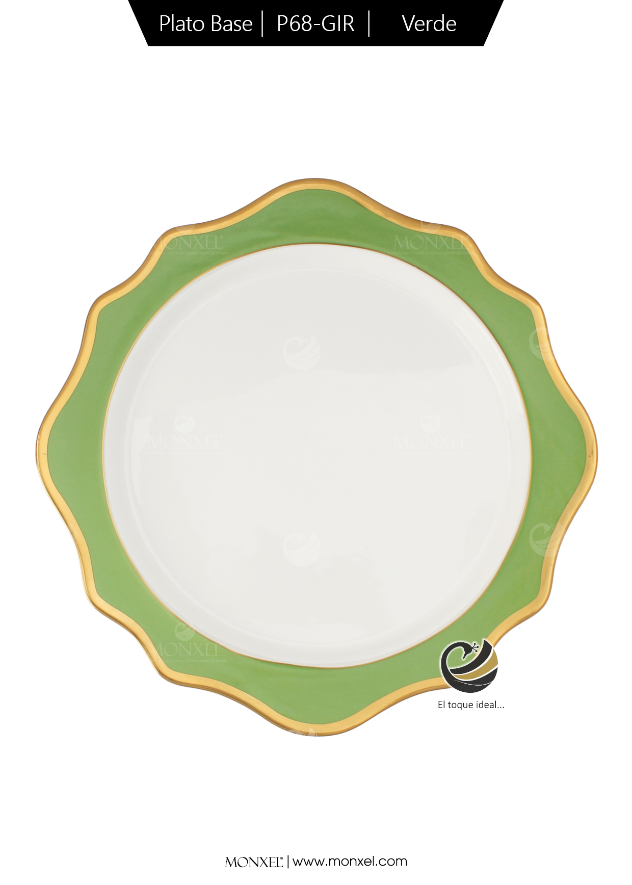 Plato Base P68-GIR Verde 34 cm. (Porcelana)