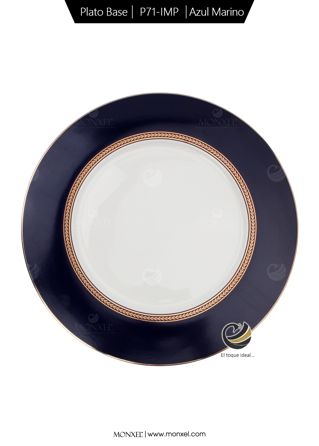 Plato Base P71-IMP Azul Marino 31.5 cm. (Porcelana)