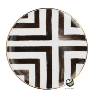 Plato Base P74-CRO Blanco/Café 30.5 cm. (porcelana)