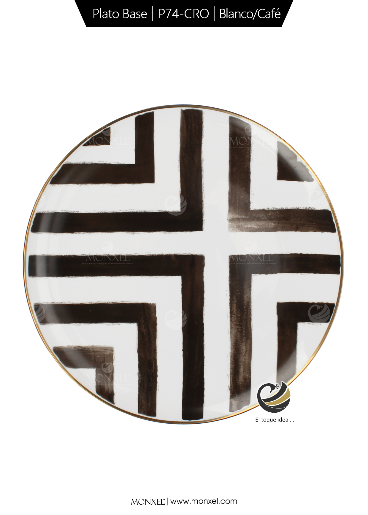 Plato Base P74-CRO Blanco/Café 30.5 cm. (porcelana)
