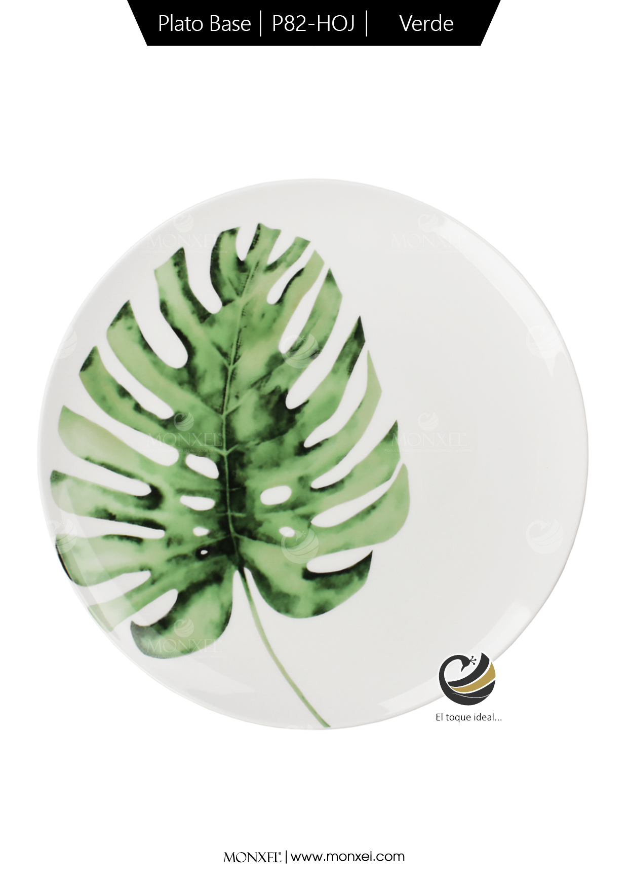 Plato Base P82-HOJ Verde 30.5 cm. (porcelana)