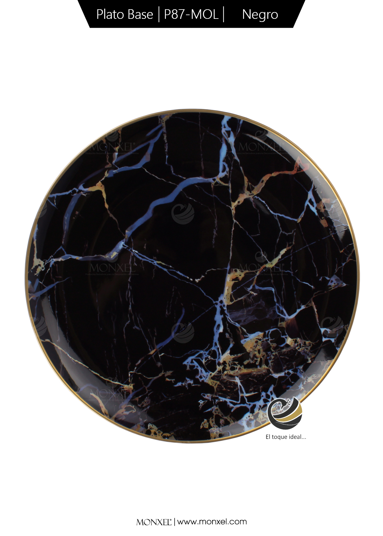 Plato Base P87-MOL Negro 30.5 cm. (porcelana)