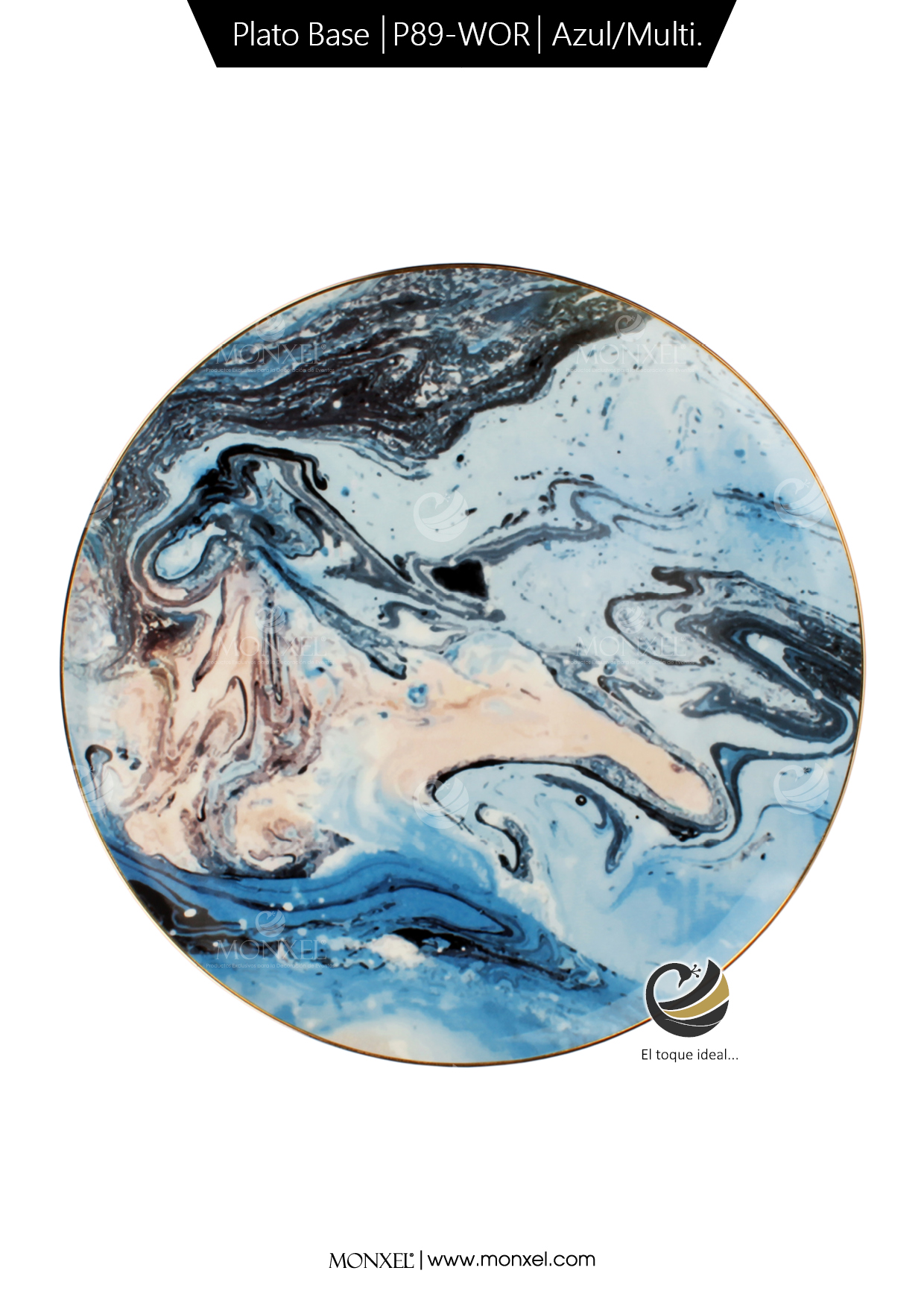 Plato Base P89-WOR Azul Multicolor 30.5 cm. (porcelana)