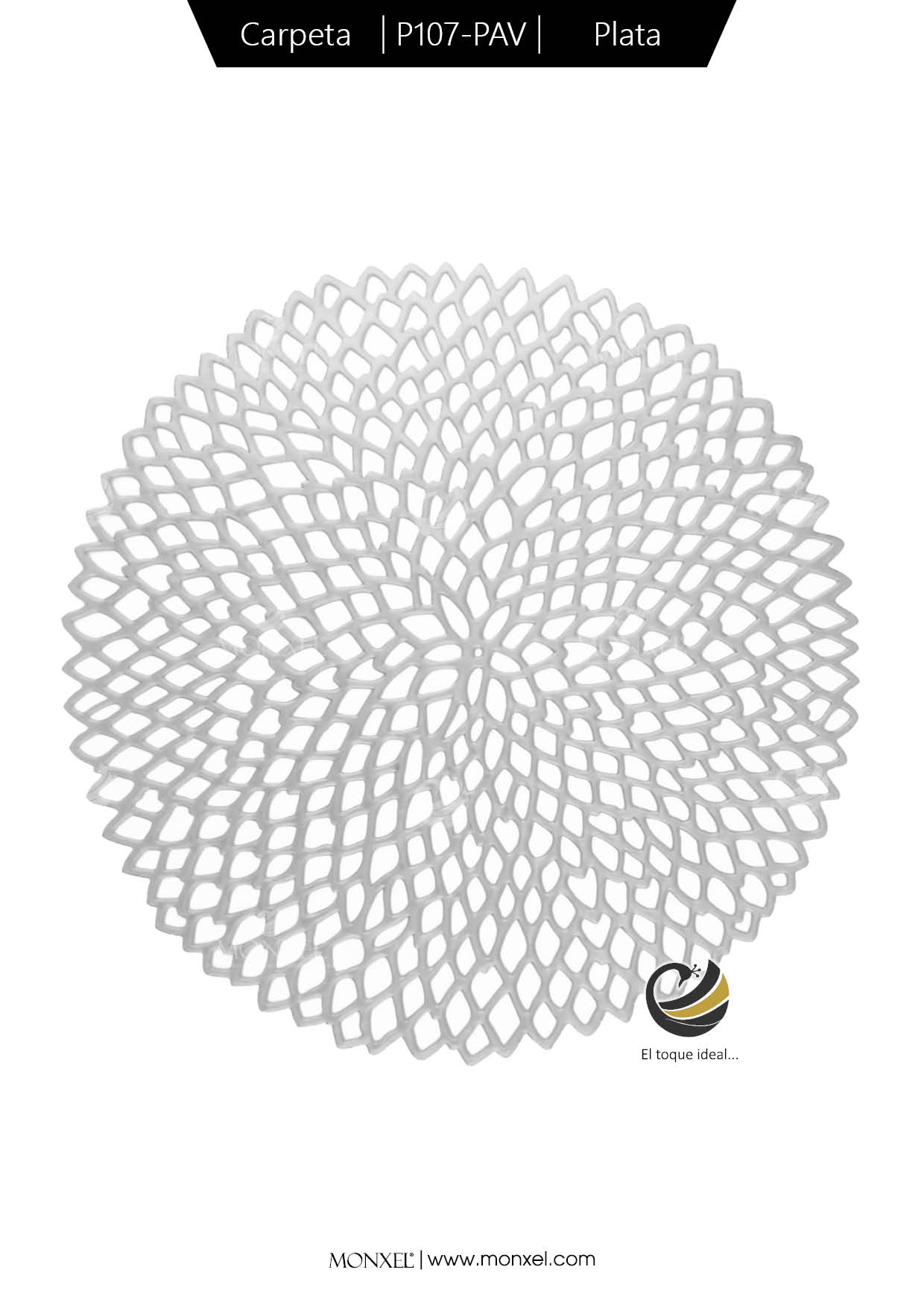 Carpeta (Plato Base) P107-PAV Plata 38 cm. (PVC)