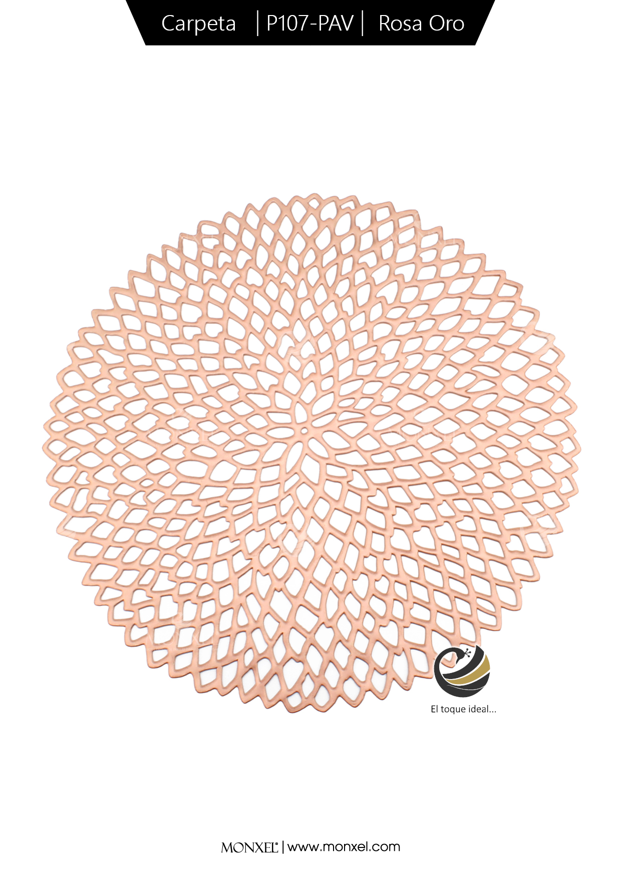 Carpeta (Plato Base) P107-PAV Rosa Oro 38 cm. (PVC)
