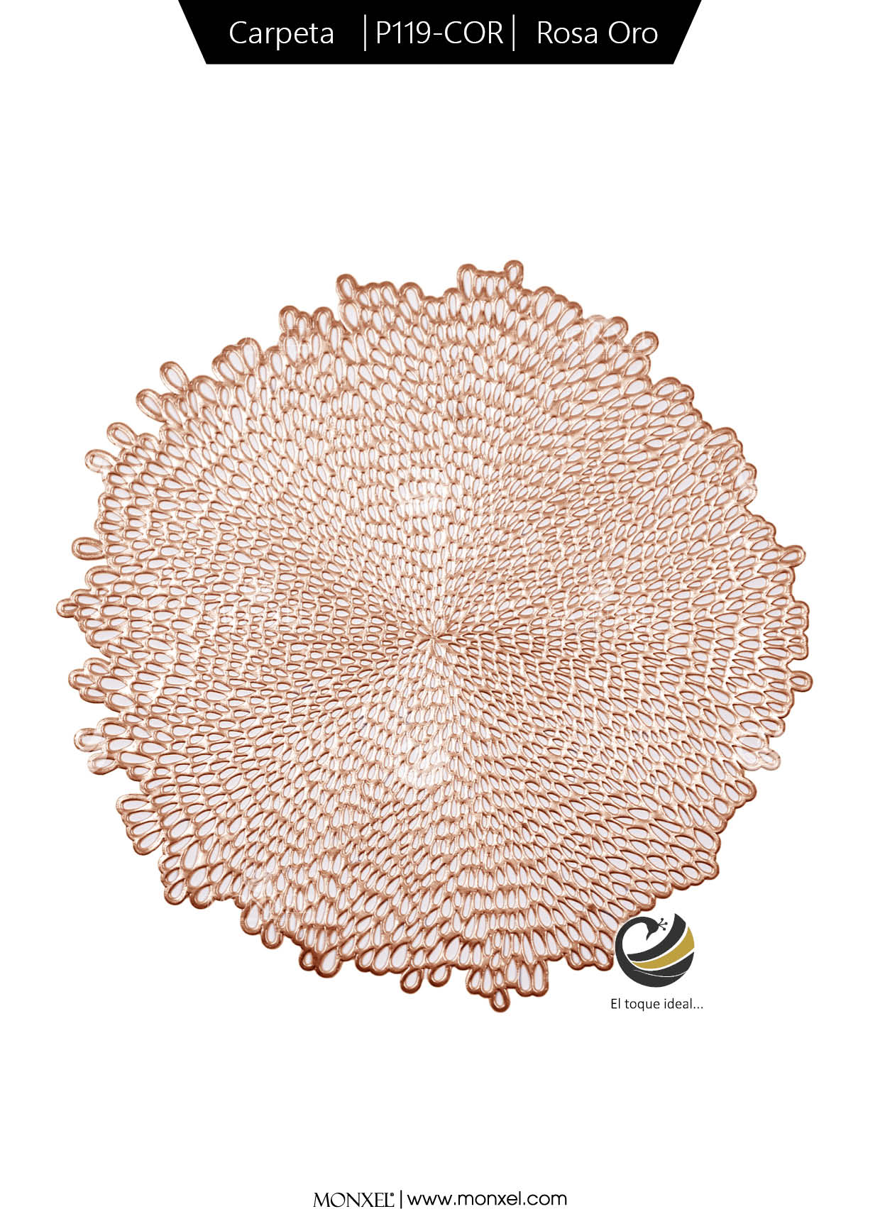 Carpeta (Plato Base) P119-COR Rosa Oro 38 cm. (PVC)