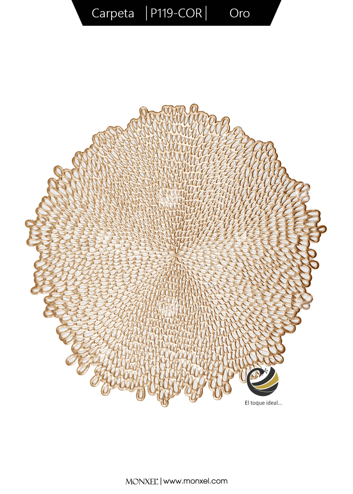 Carpeta (Plato Base) P119-COR Oro 38 cm. (PVC)