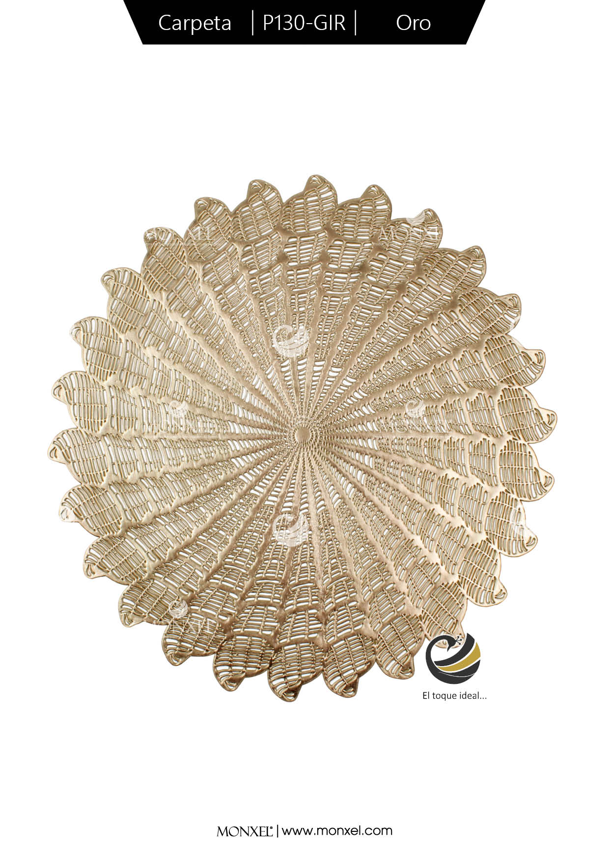 Carpeta (Plato Base) P130-GIR Oro 39 cm. (PVC)