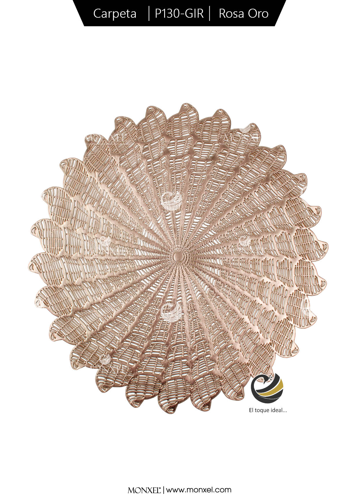 Carpeta (Plato Base) P130-GIR Rosa Oro 39 cm. (PVC)