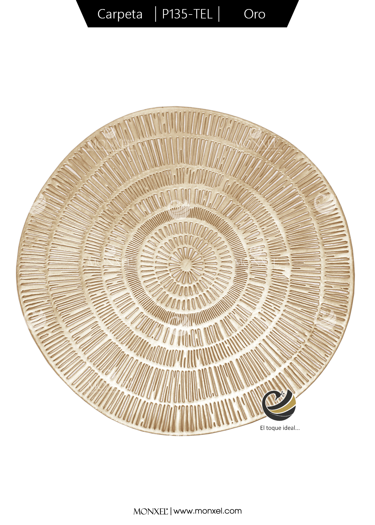 Carpeta (Plato Base) P135-TEL Oro 38 cm. (PVC)