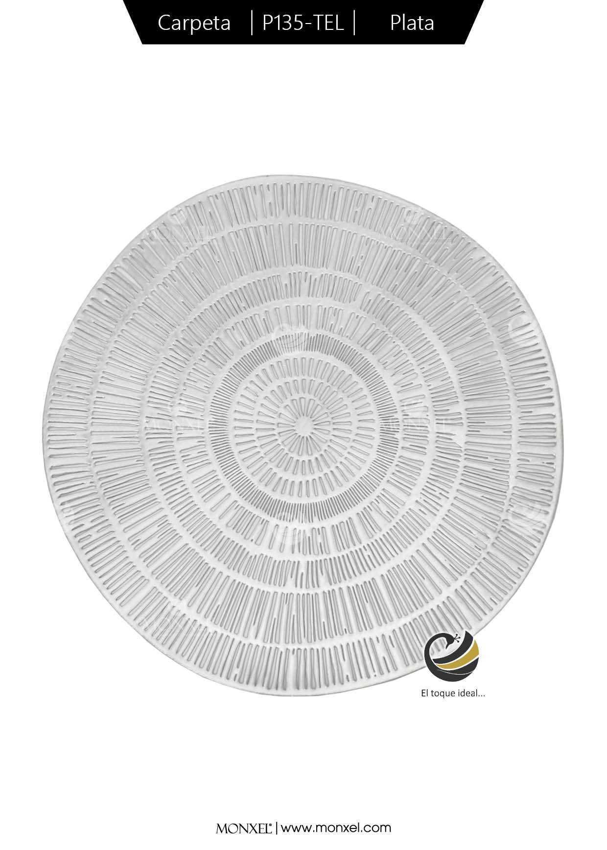 Carpeta (Plato Base) P135-TEL Plata 38 cm. (PVC)