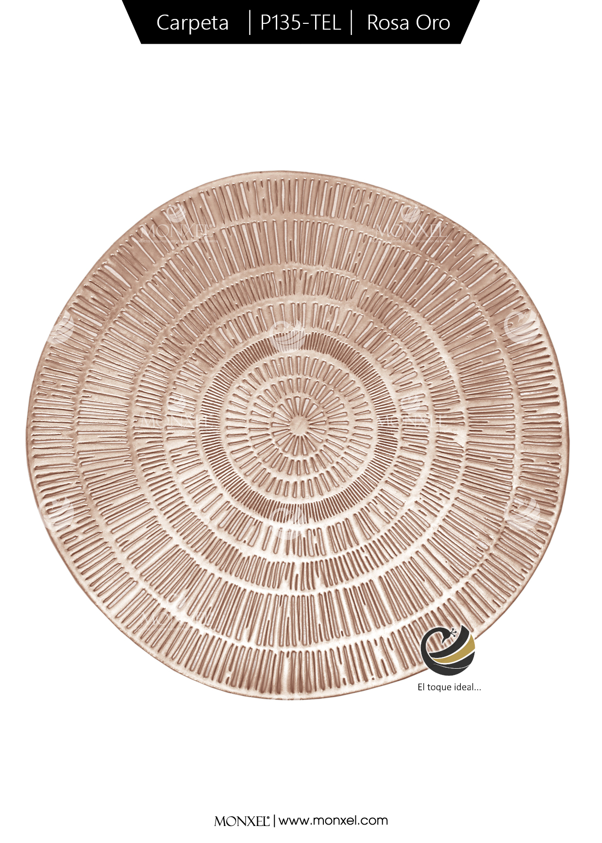 Carpeta (Plato Base) P135-TEL Rosa Oro 38 cm. (PVC)