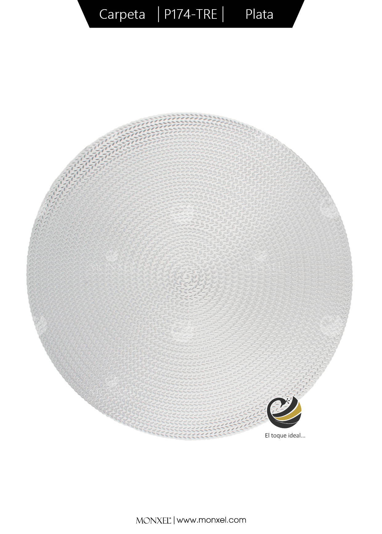 Carpeta (Plato Base) P174-TRE Plata 38 cm. (PVC)