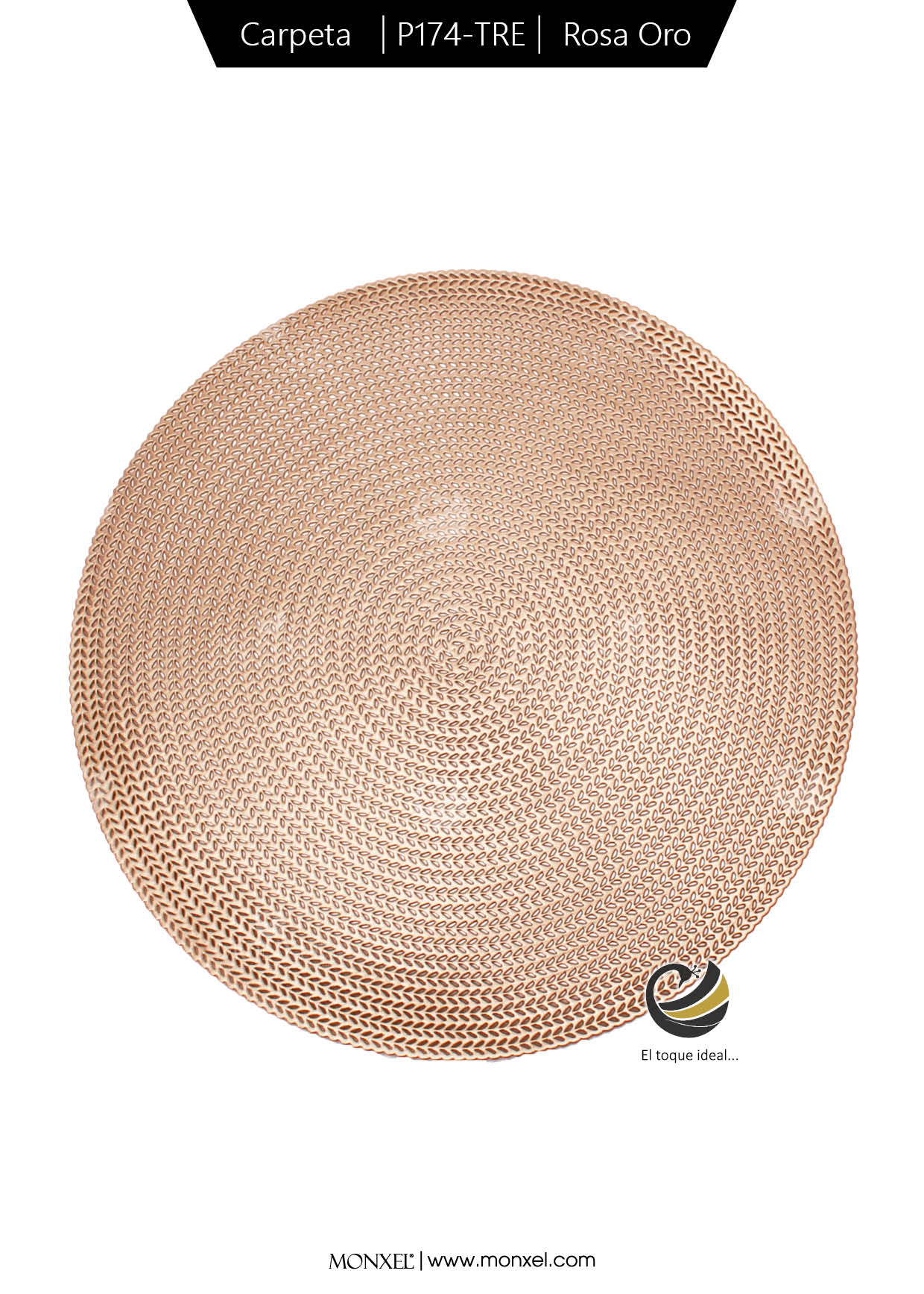 Carpeta (Plato Base) P174-TRE Rosa Oro 38 cm. (PVC)