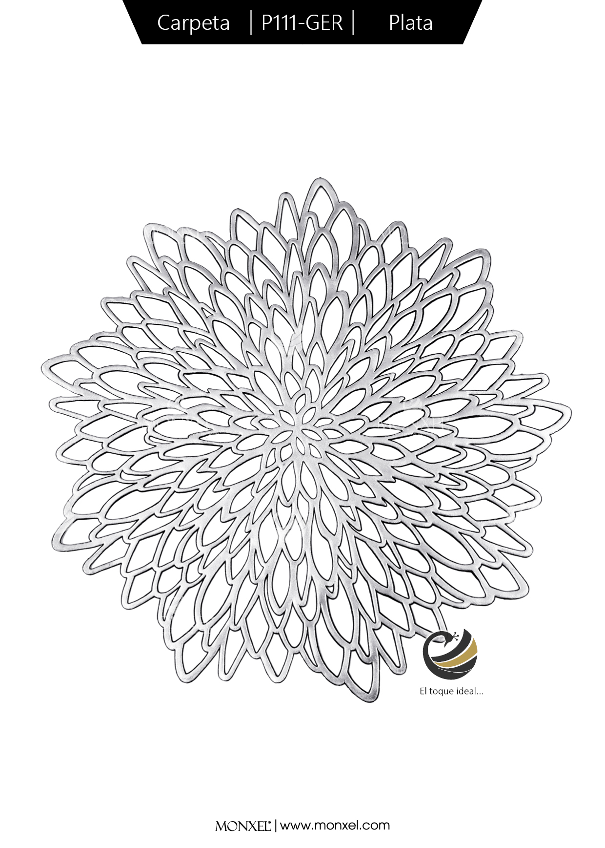 Carpeta (Plato Base) P111-GER Plata 37 cm. (PVC)