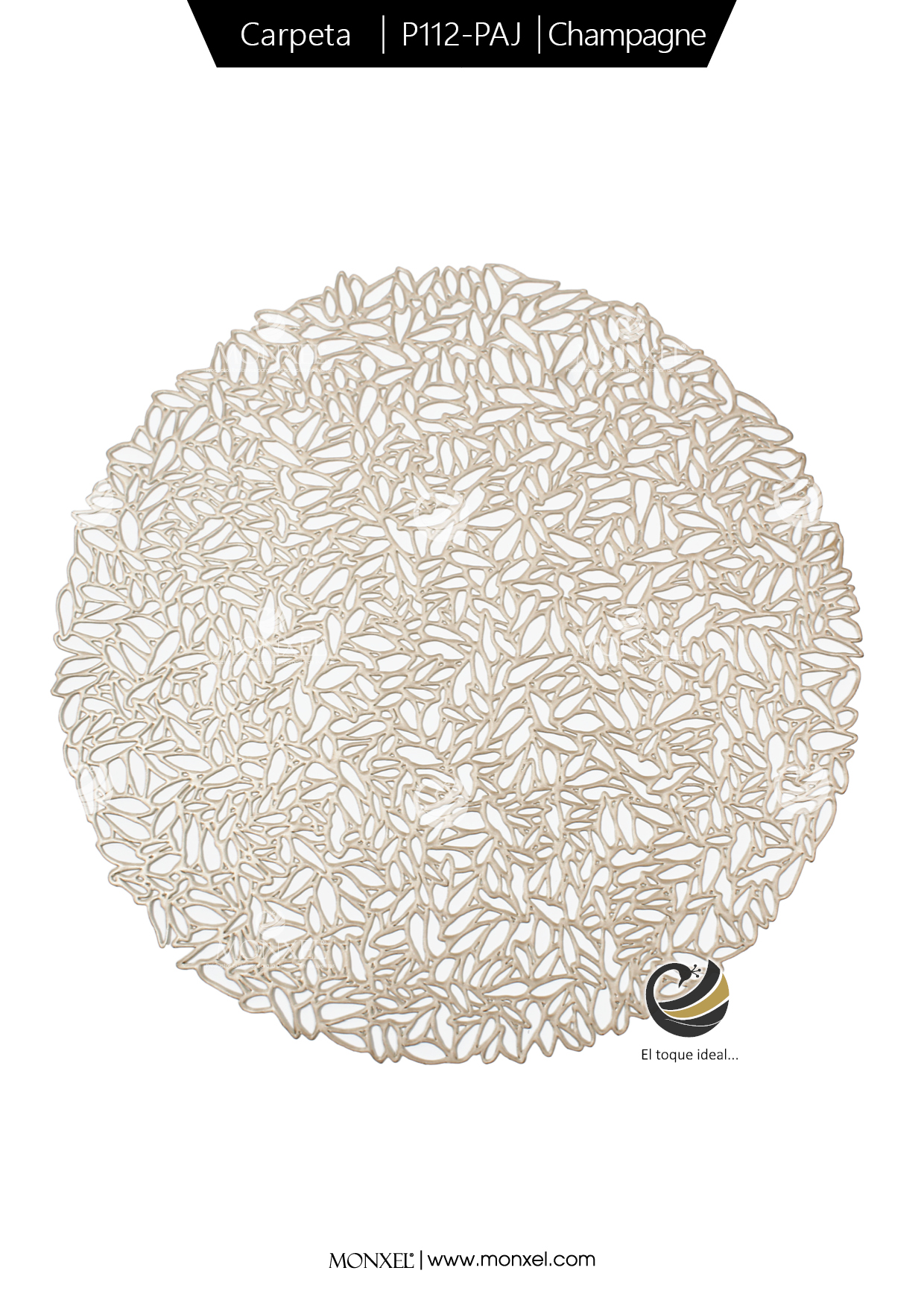 Carpeta (Plato Base) P112-PAJ Champagne 37 cm. (PVC)