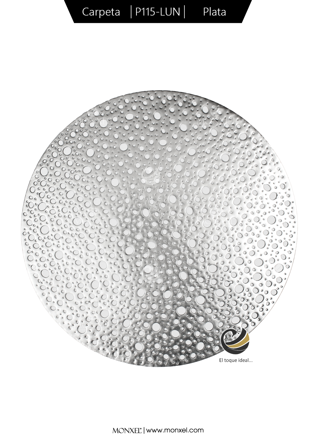 Carpeta (Plato Base) P115-LUN Plata 38 cm. (PVC)