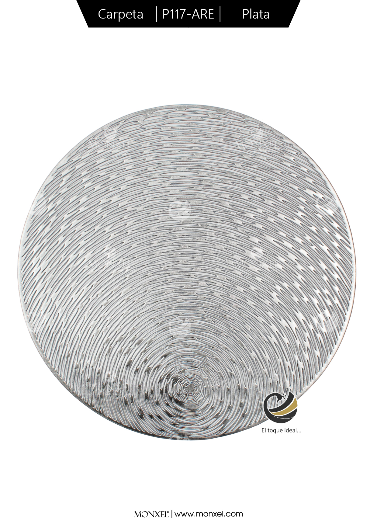 Carpeta (Plato Base) P117-ARE Plata 38 cm. (PVC)