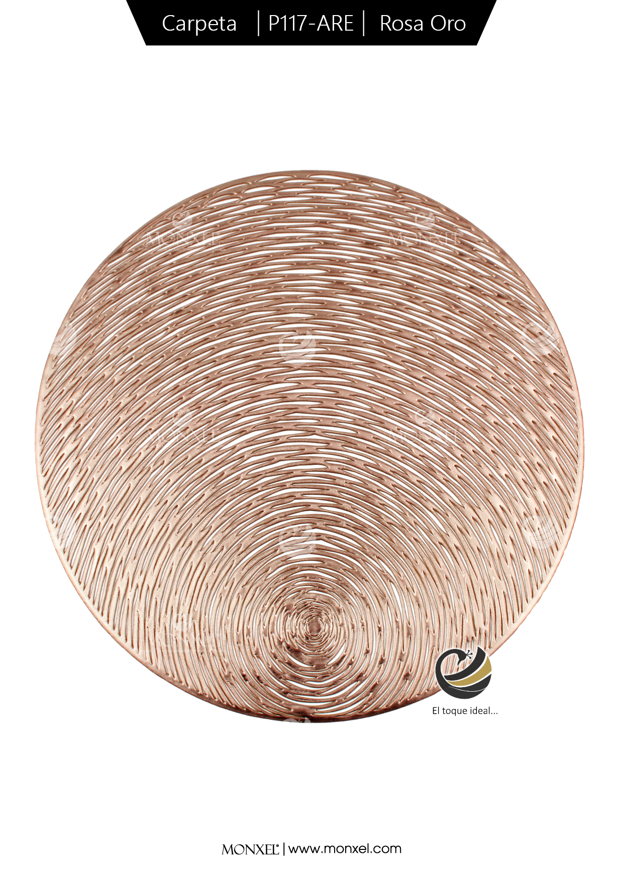Carpeta (Plato Base) P117-ARE Rosa Oro 38 cm. (PVC)