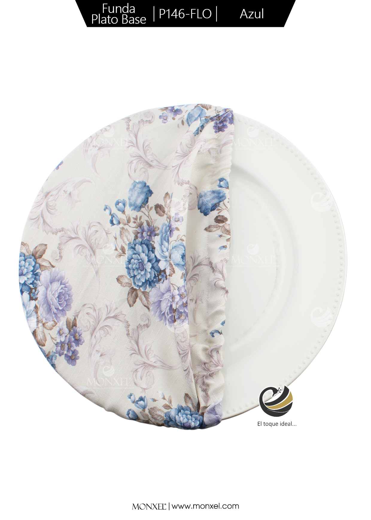 Funda Plato Base P146-FLO Azul 40 cm. (Textil)