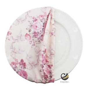 Funda Plato Base P146-FLO Rosa 40 cm. (Textil)
