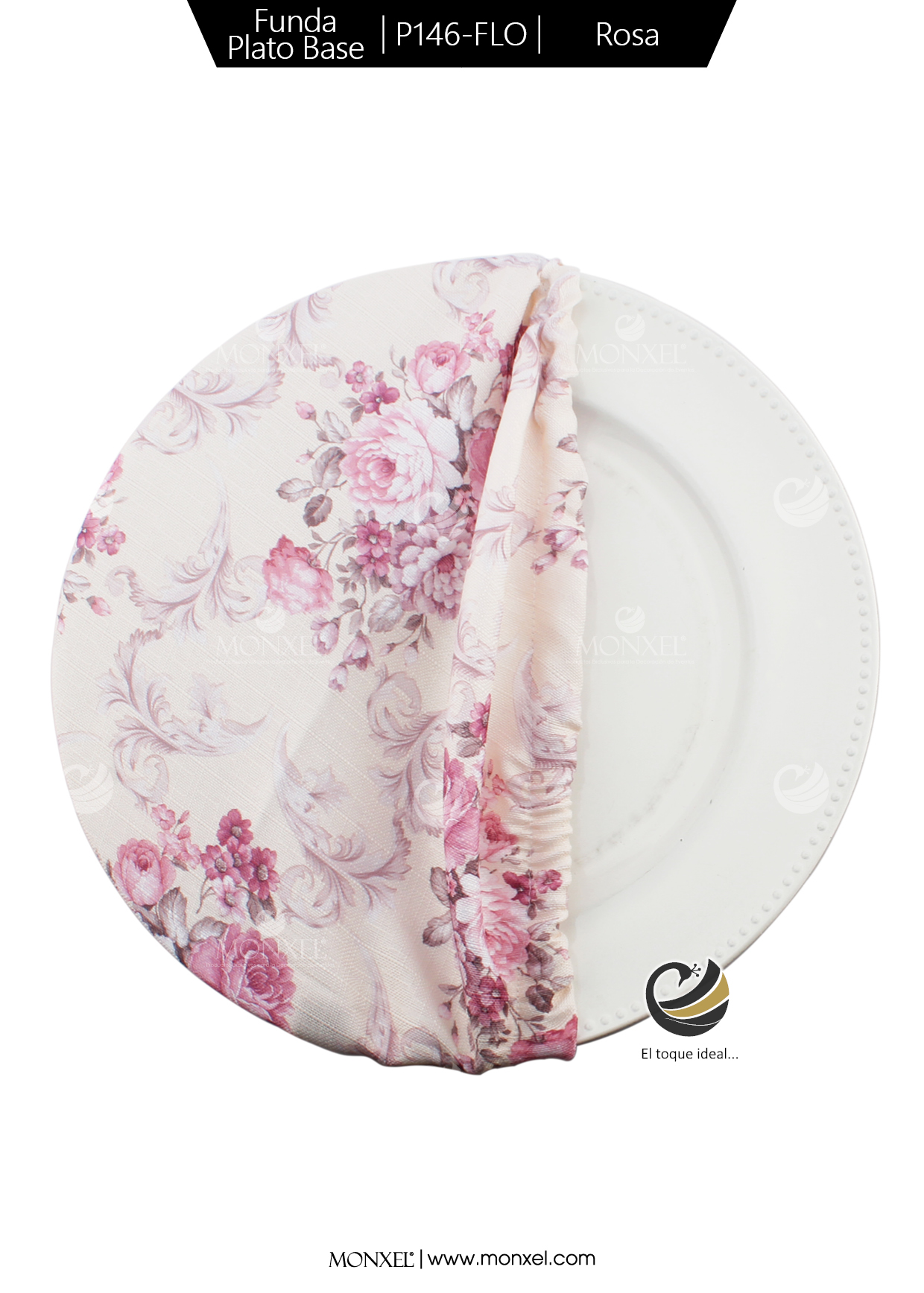 Funda Plato Base P146-FLO Rosa 40 cm. (Textil)