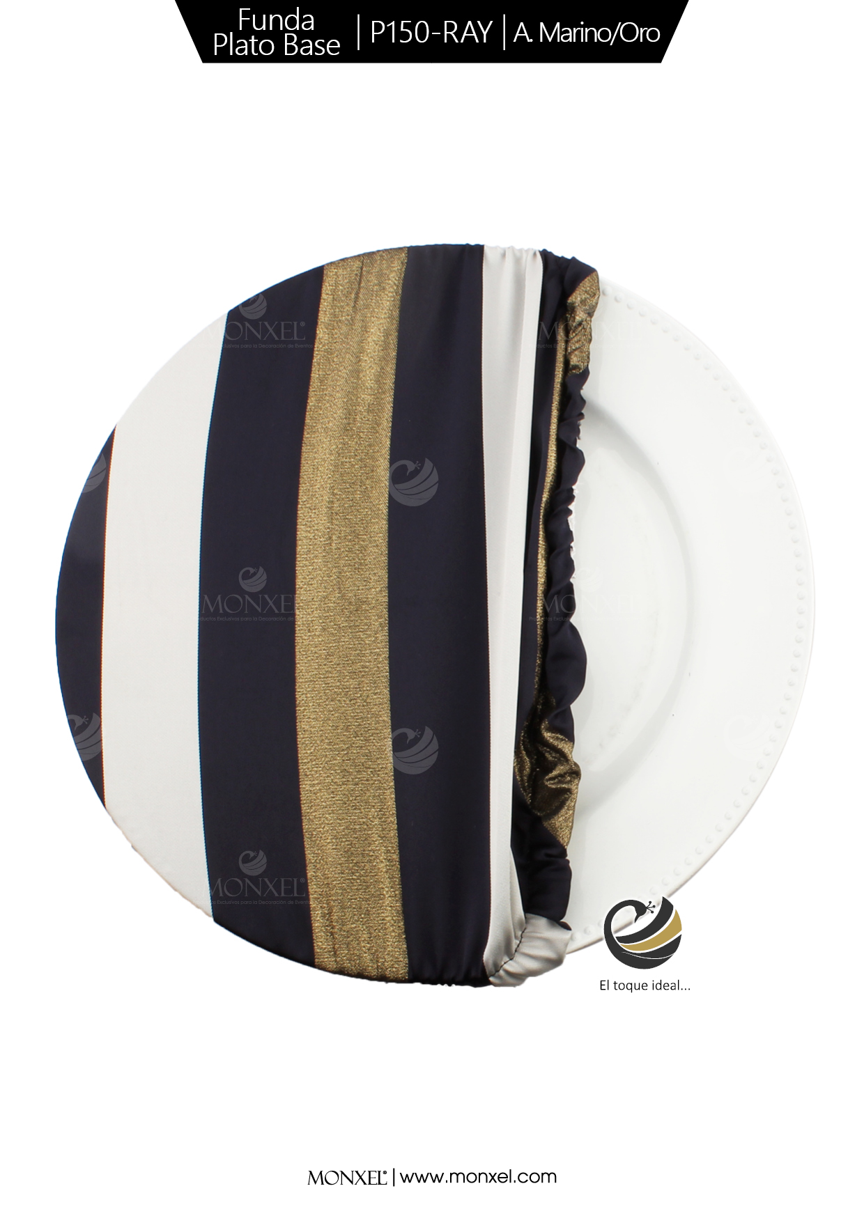 Funda Plato Base P150-RAY Azul Marino/Oro 40 cm. (Textil)