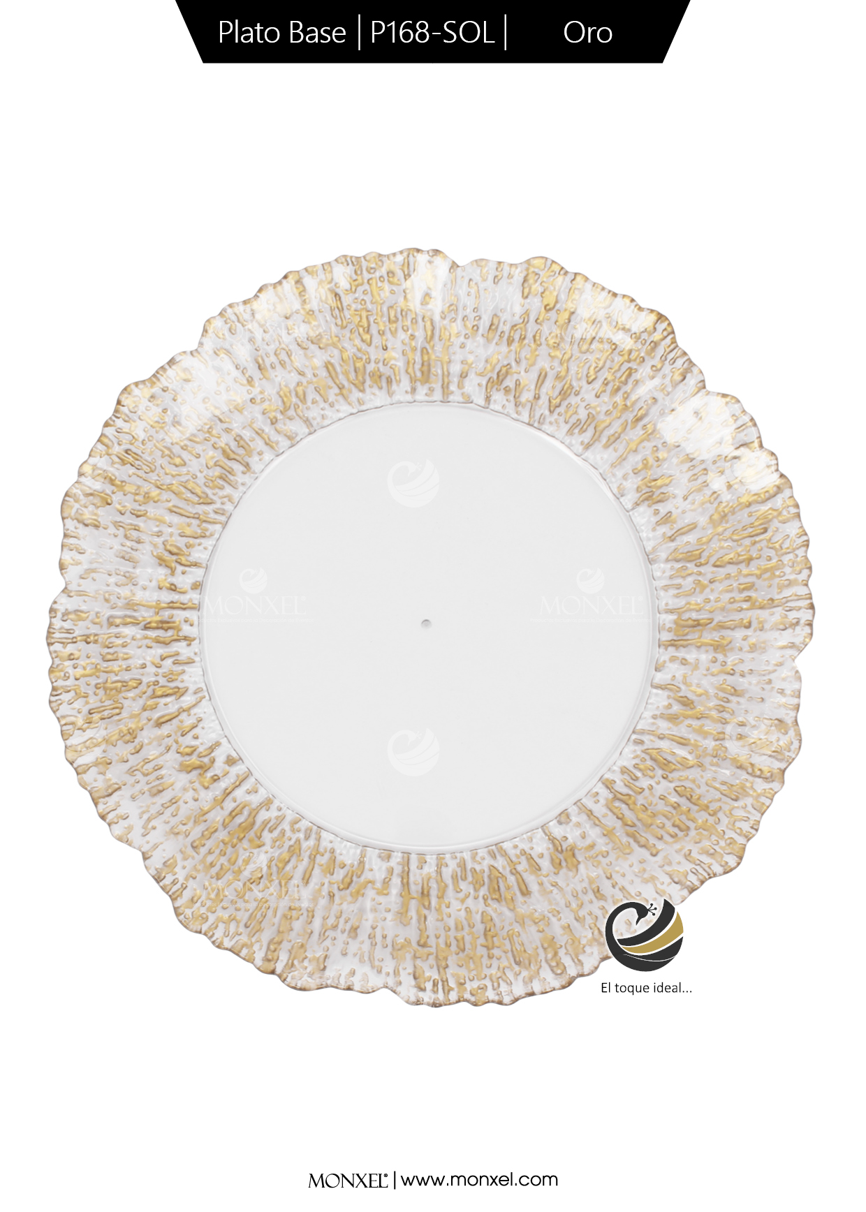 Plato Base P168-SOL Oro 33 cm. (Acrílico)