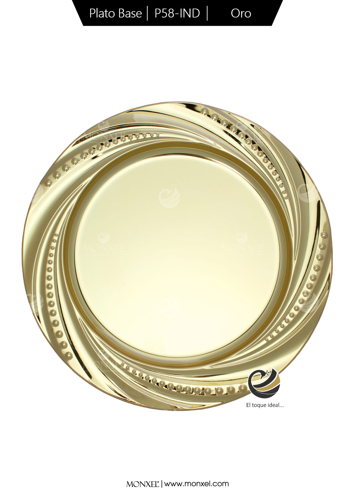 Plato Base P58-IND Oro 30 cm. (Acero Inoxidable)