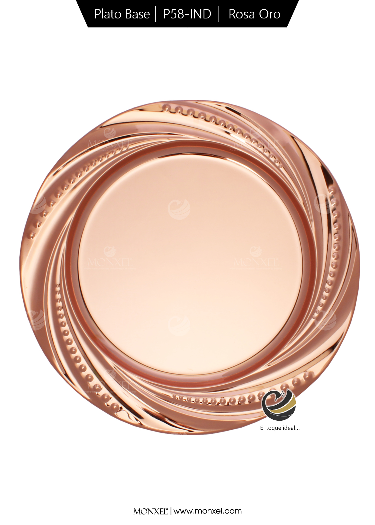 Plato Base P58-IND Rosa Oro 30 cm. (Acero Inoxidable)