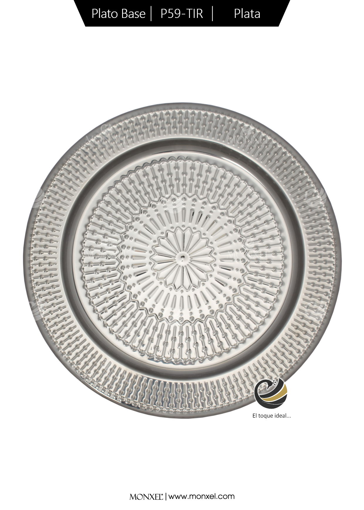 Plato Base P59-TIR Plata 33 cm. (Acero Inoxidable)