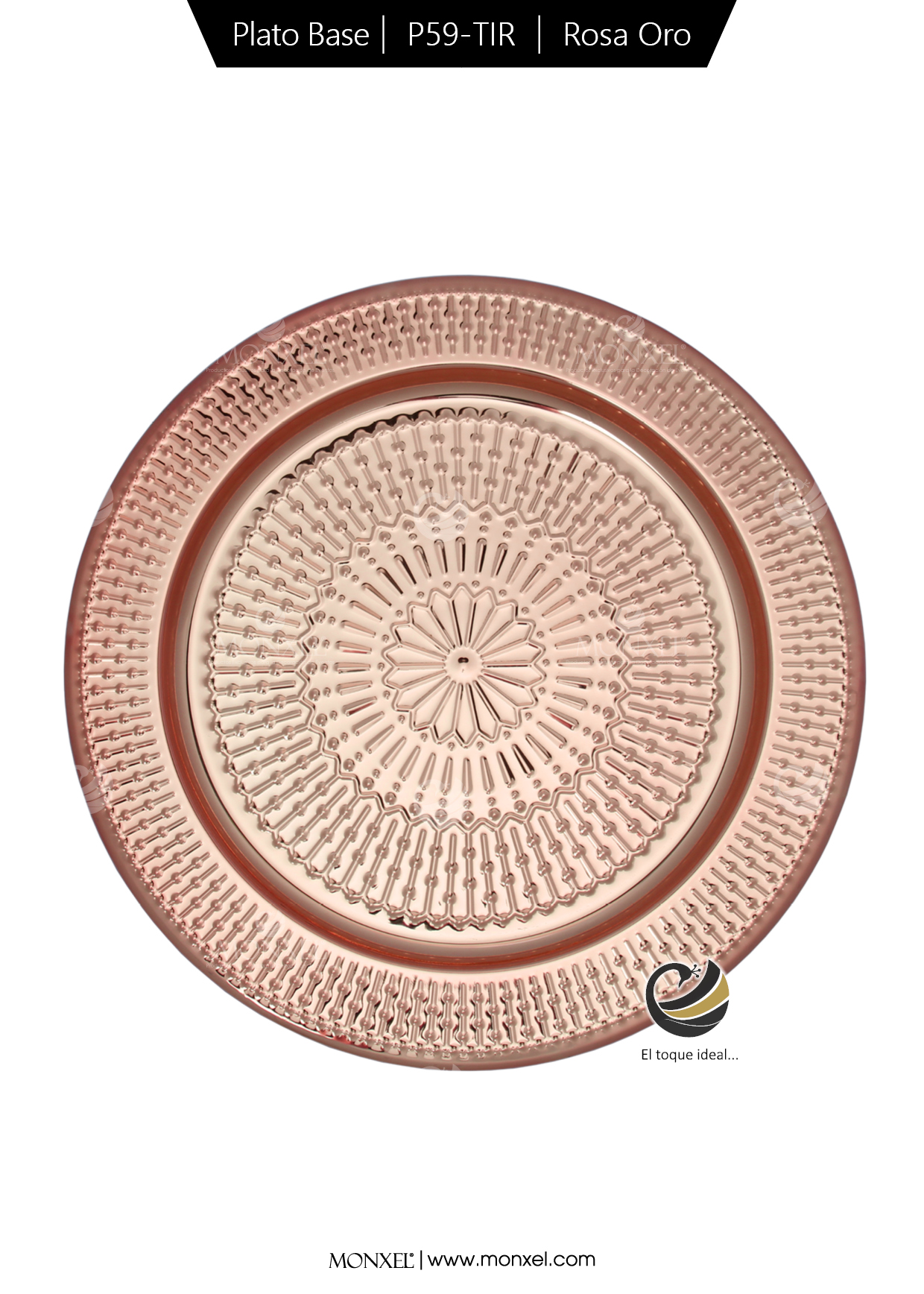 Plato Base P59-TIR Rosa Oro 33 cm. (Acero Inoxidable)