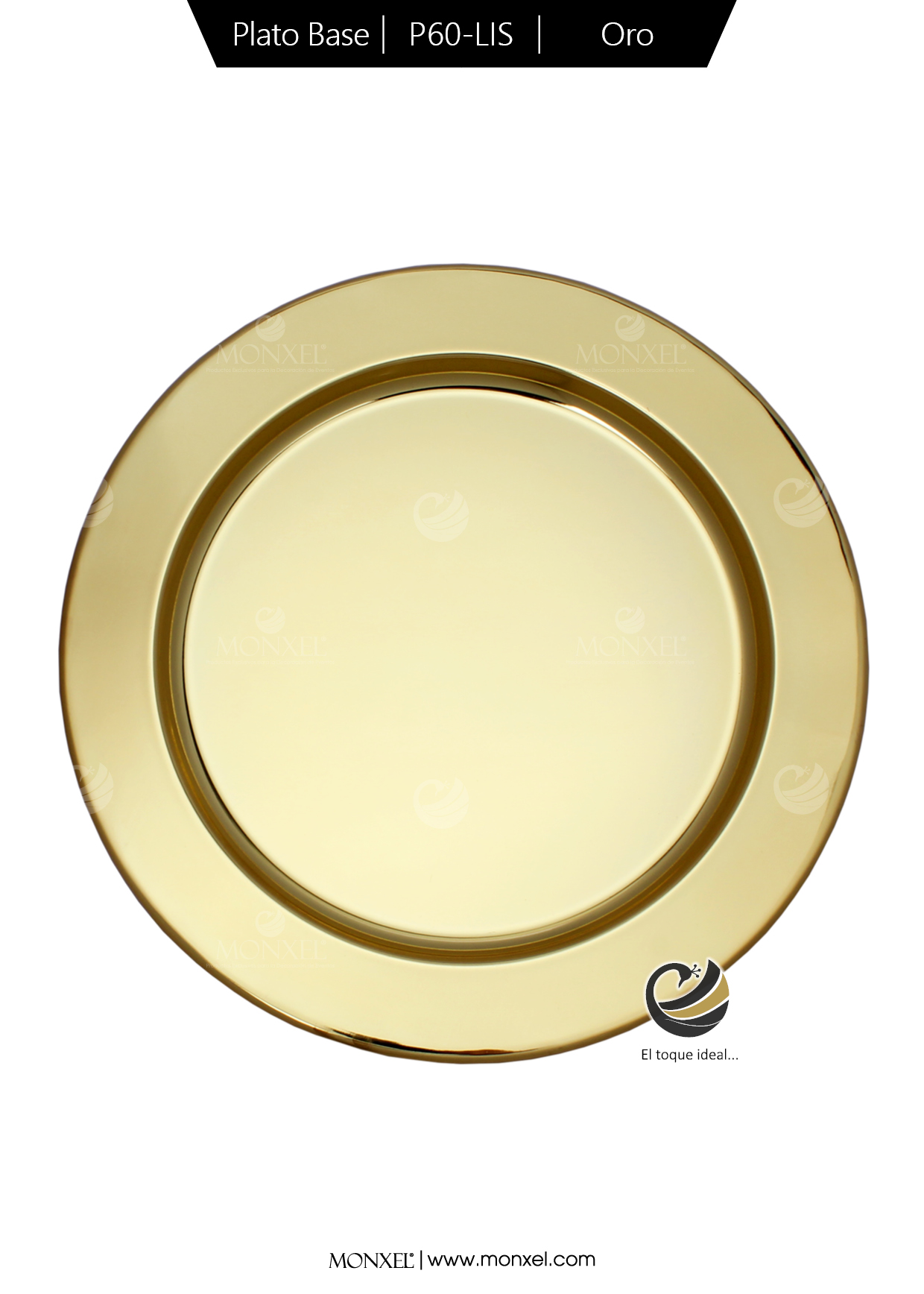 Plato Base P60-LIS Oro 33 cm. (Acero Inoxidable)