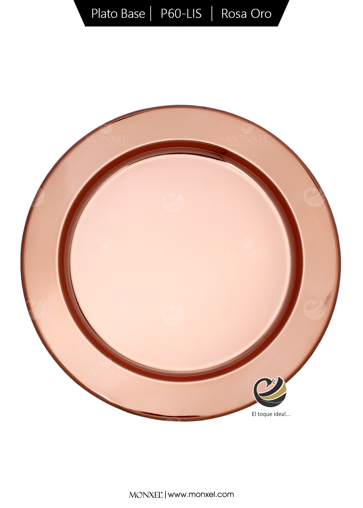 Plato Base P60-LIS Rosa Oro 33 cm. (Acero Inoxidable)