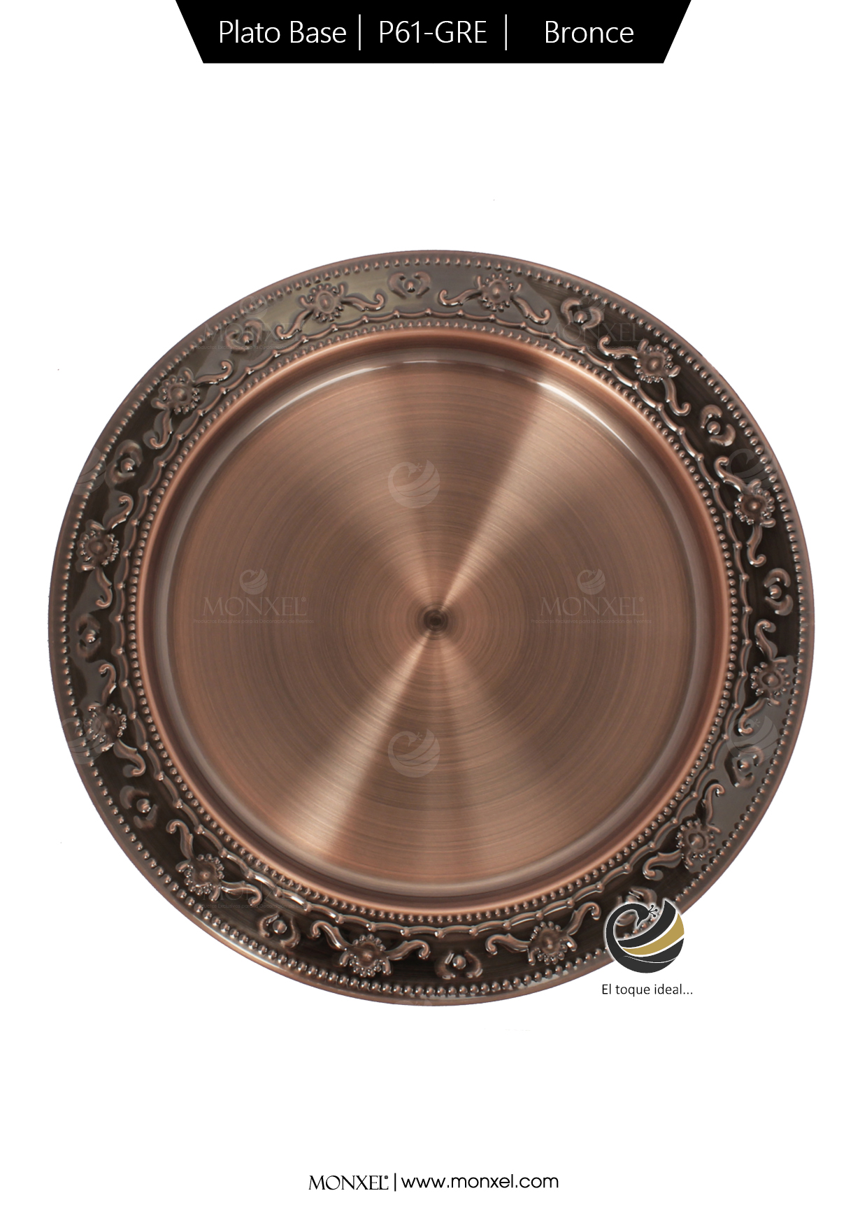 Plato Base P61-GRE Bronce 33 cm. (Acero Inoxidable)