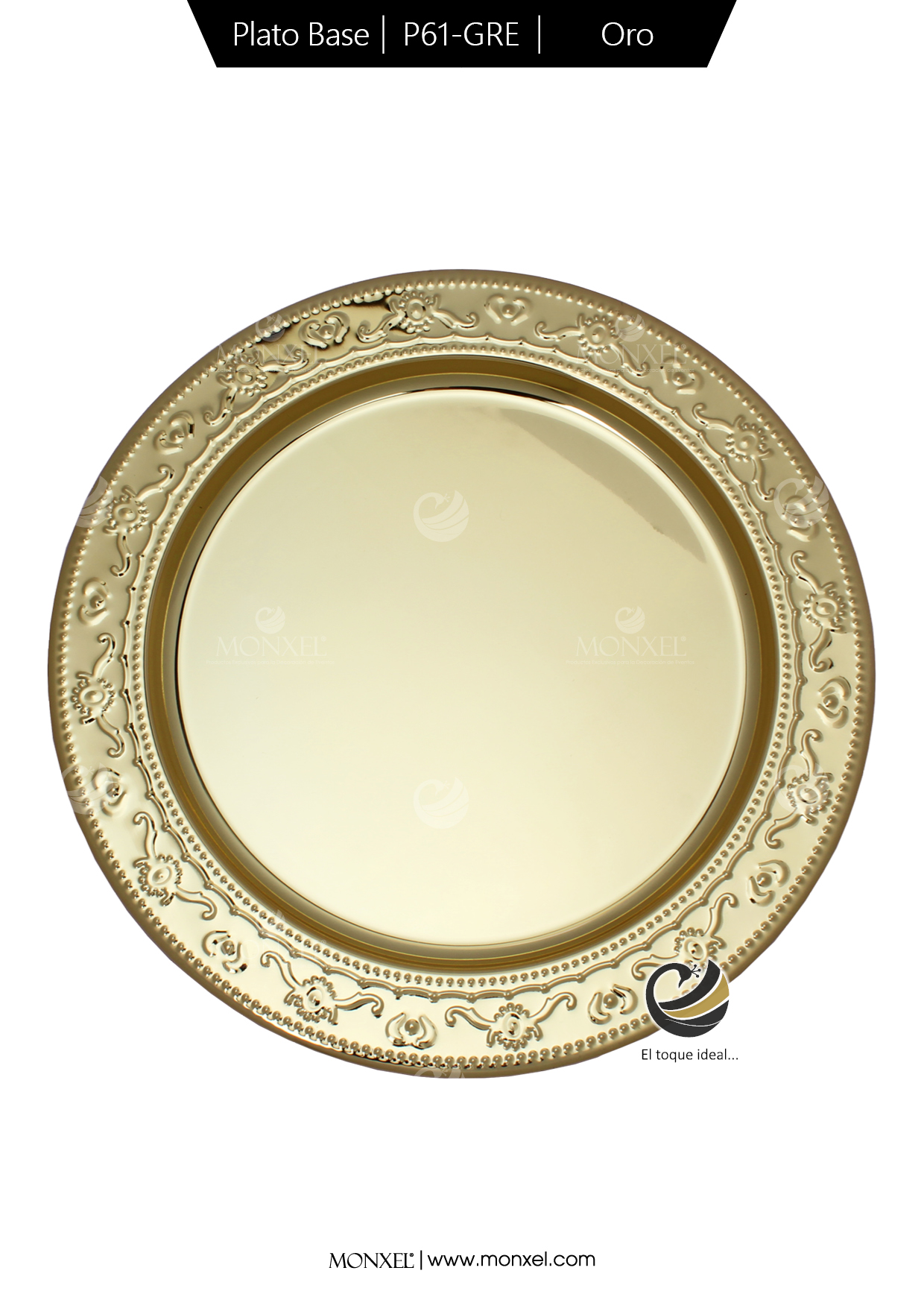 Plato Base P61-GRE Oro 33 cm. (Acero Inoxidable)