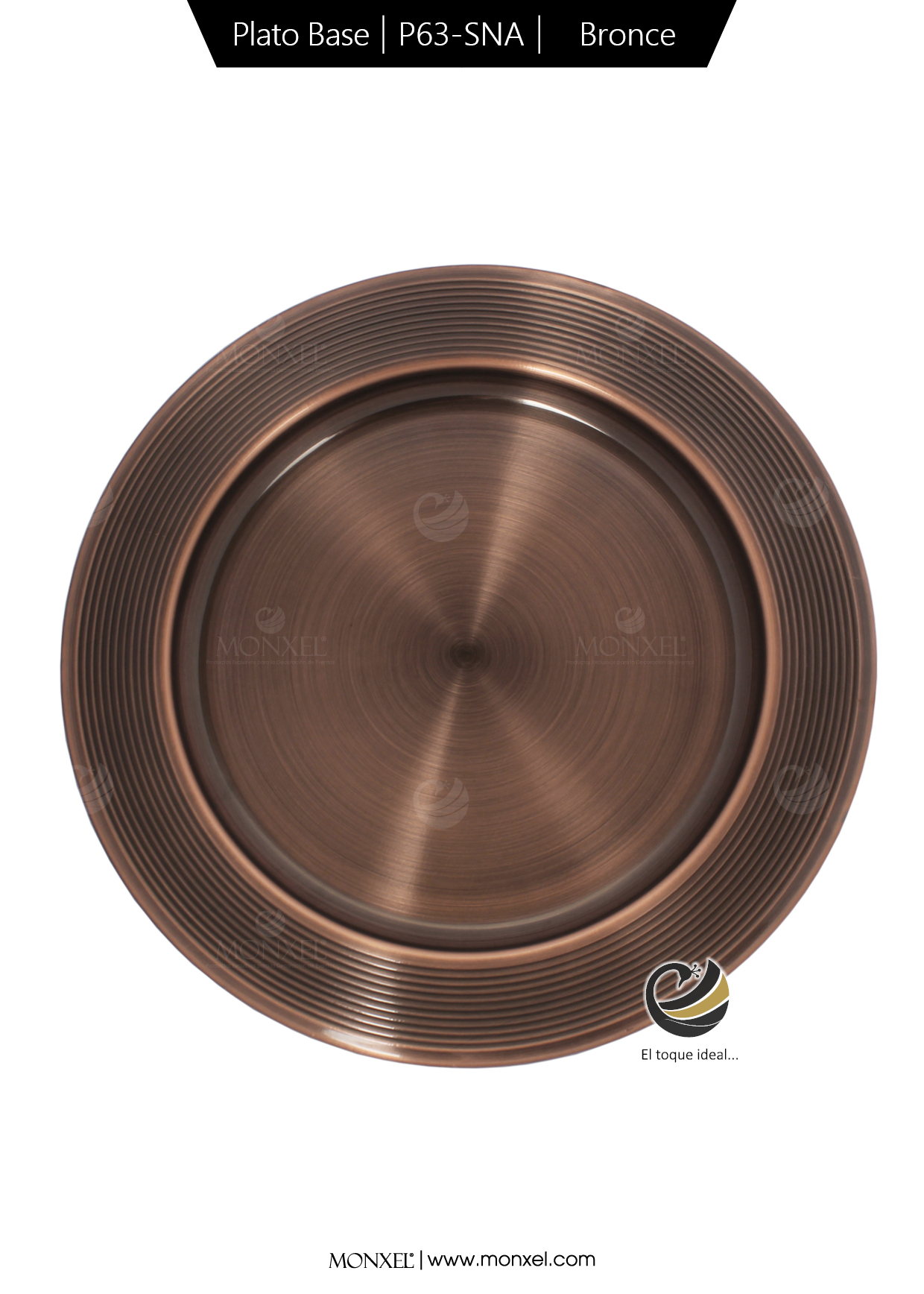 Plato Base P63-SNA Bronce 30 cm. (Acero Inoxidable)
