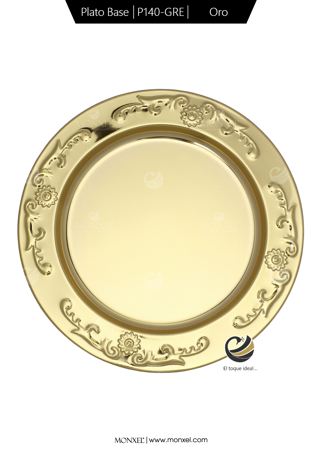 Plato Base P140-GRE Oro 30 cm. (Acero Inoxidable)
