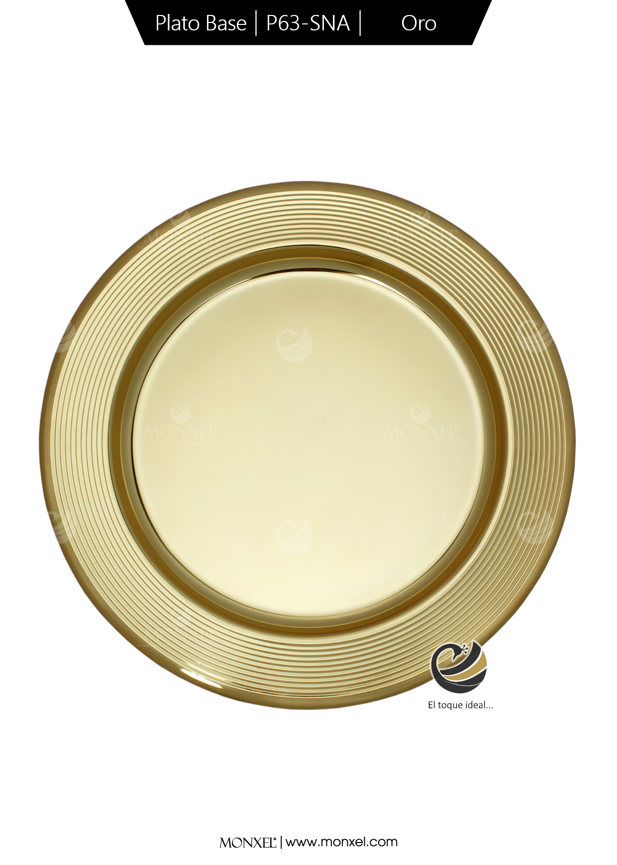 Plato Base P63-SNA Oro 30 cm. (Acero Inoxidable)