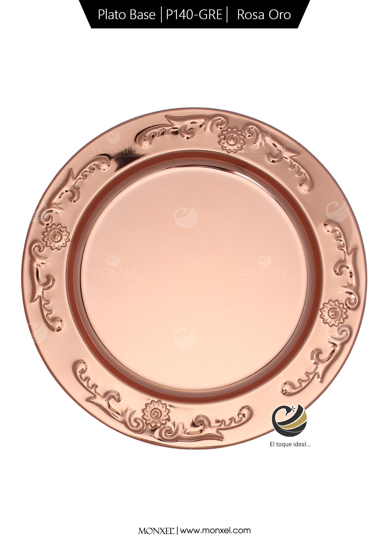 Plato Base P140-GRE Rosa Oro 30 cm. (Acero Inoxidable)
